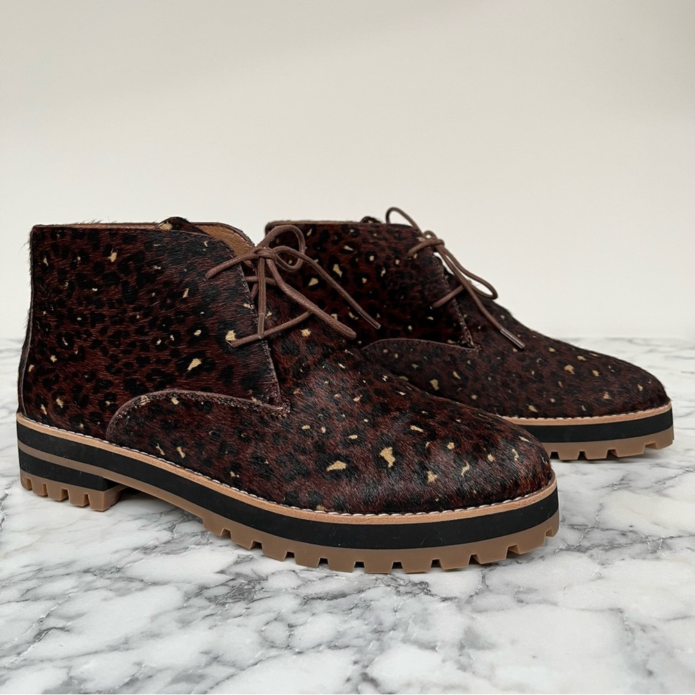 Madewell Brown Leopard-Print Lace-Up Ankle Boots